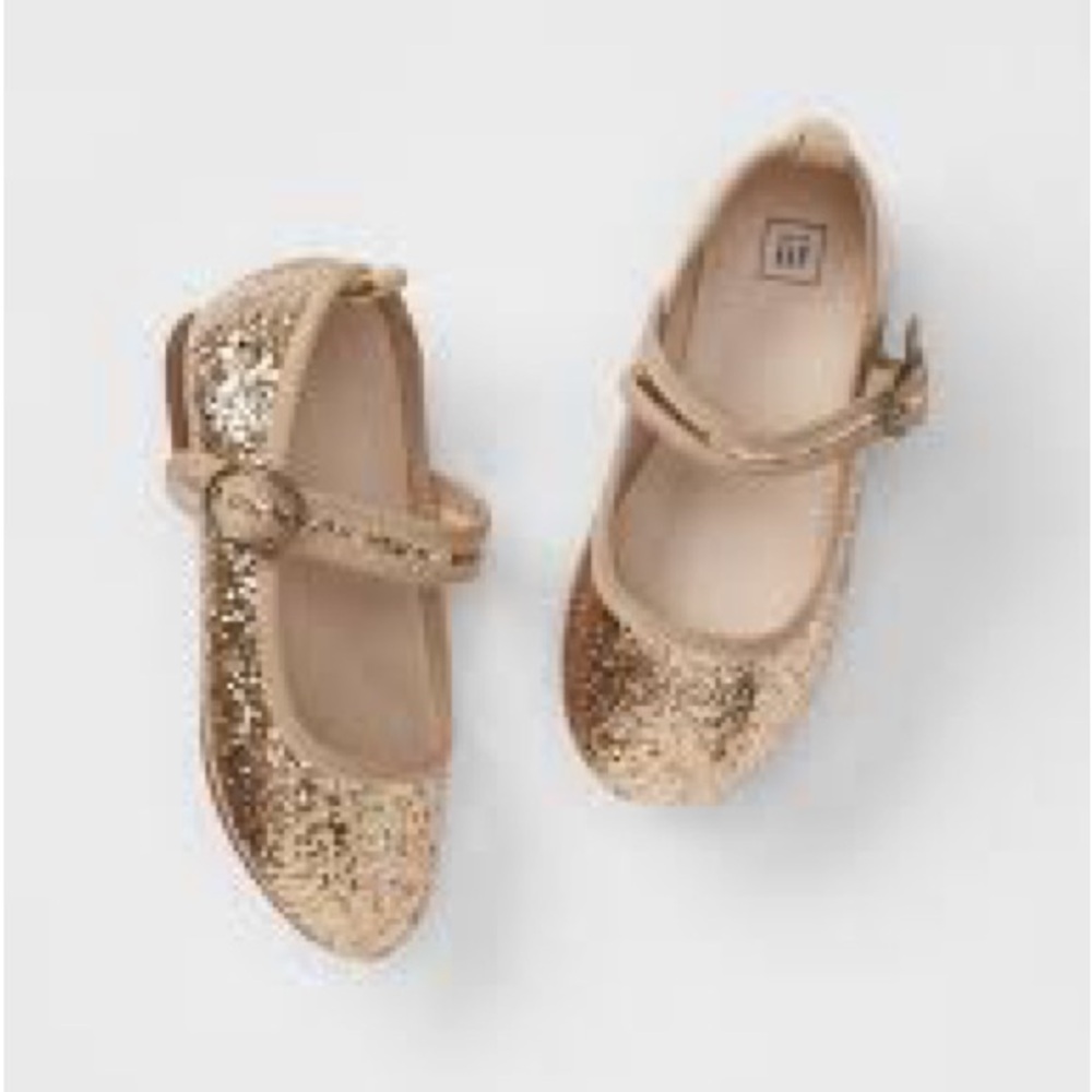 Toddler girl’s Gap gold glitter Mary Jane flat size 8